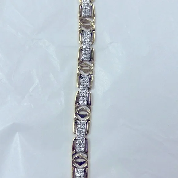 Bracelet Solid 14K Round CZ 7:30” - Picture 1 of 5